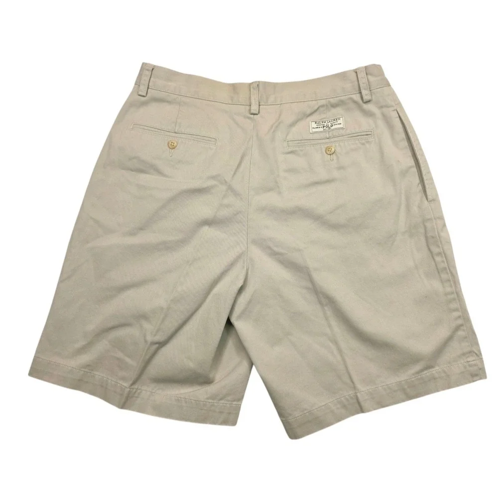 Polo Ralph Lauren Tyler Short Mens 32 Khaki Tan Pleated Chino Cotton Shorts